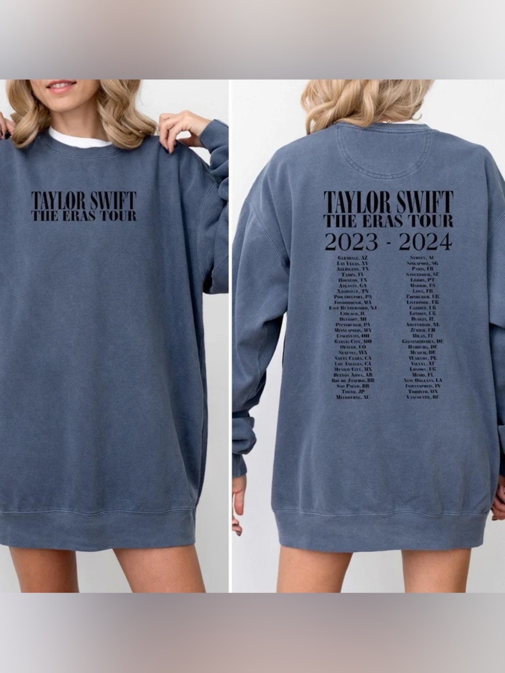 TAYLOR SWIFT OFFICIAL ERAS TOUR 2023-2024 USA/Europe Blue crewneck sweatshirt